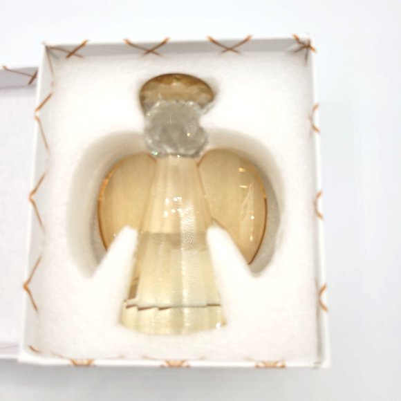 Angel SD Simon Design Champagne Crystal Angle Glass Paperweight Figurine Box - Picture 1 of 7